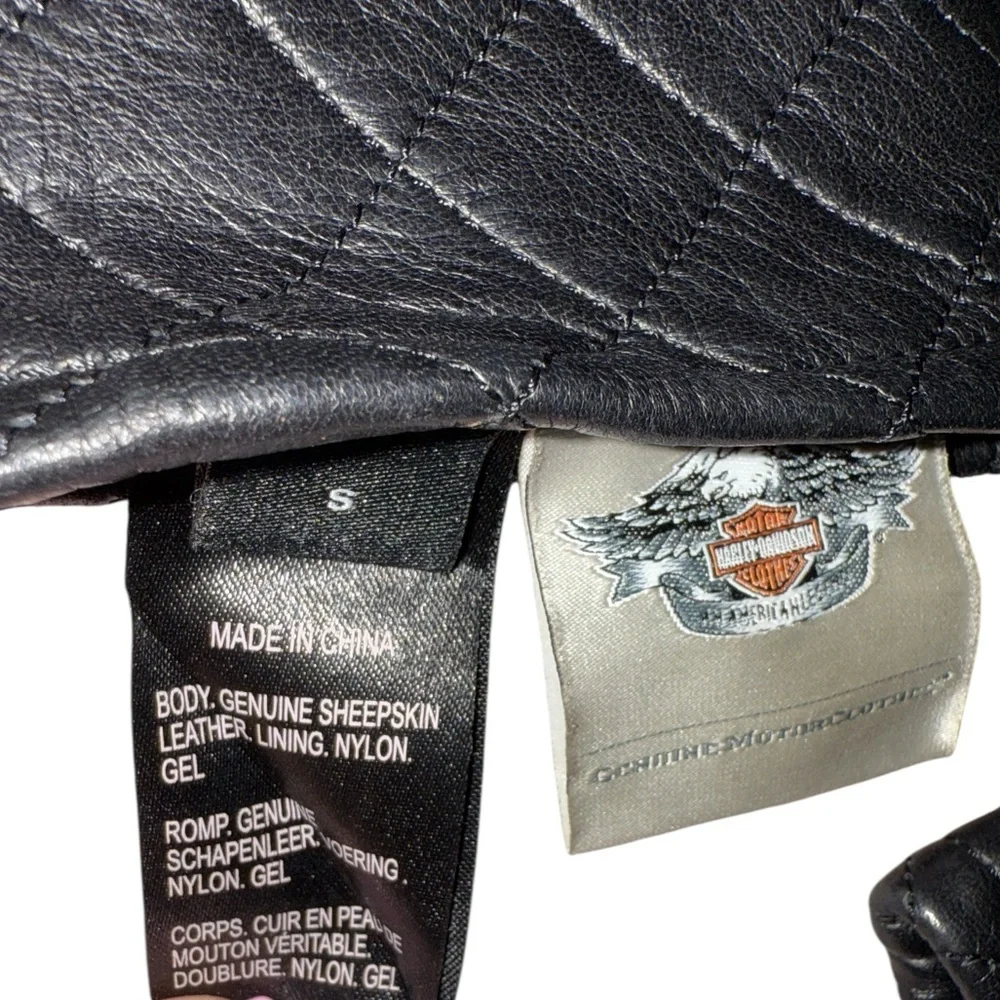 Harley-Davidson Genuine Sheepskin Leather Quilted Black Gloves Size Small